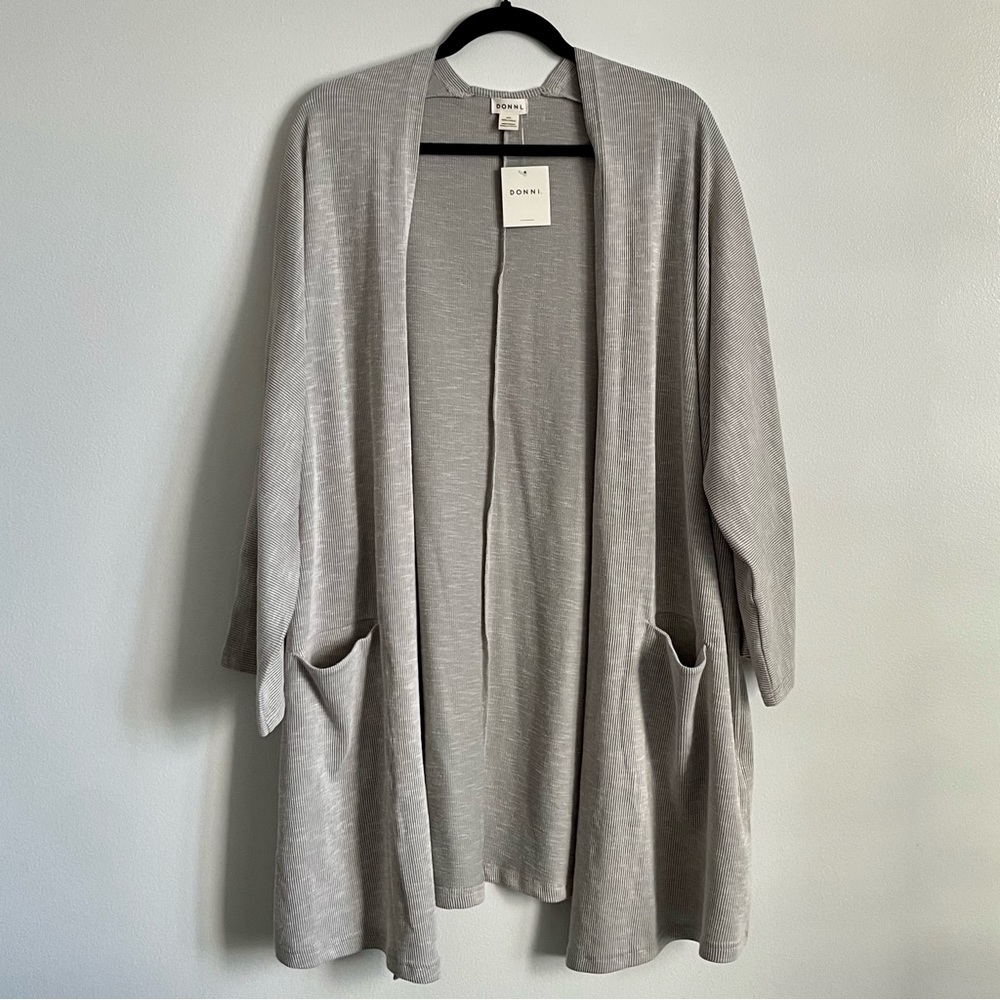 NWT DONNI. Ribbed Sandwash Cardigan Sweater Coat